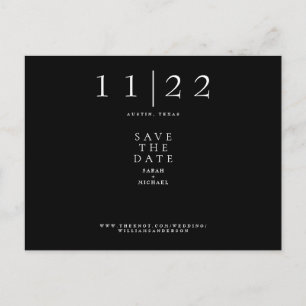 Simple Modern Text Wedding B/W Save the Date Postcard
