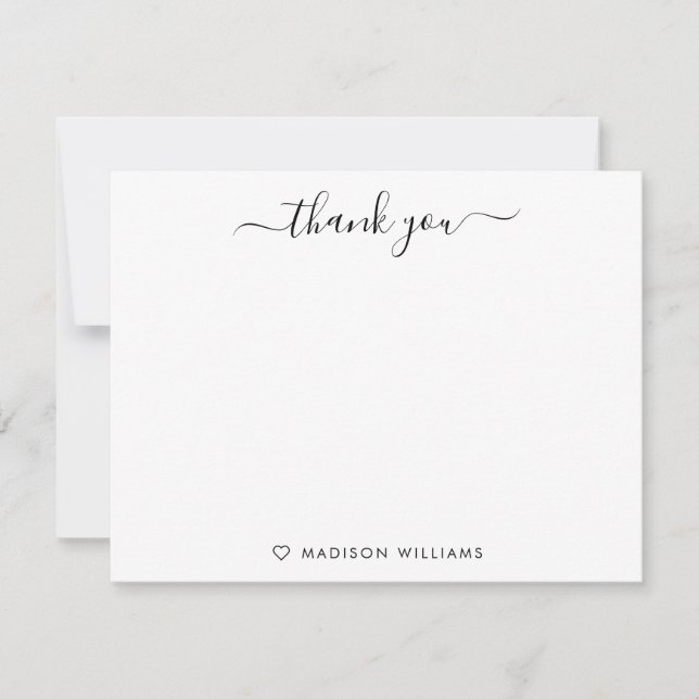 Simple Modern Thank You Elegant Script Typography Card (Front)