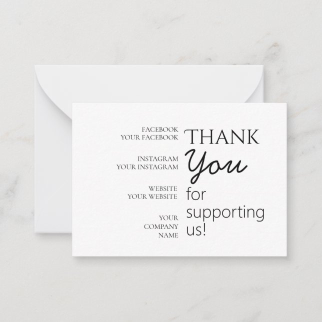 Simple, Modern, Thank You Flat Note Card (Front)