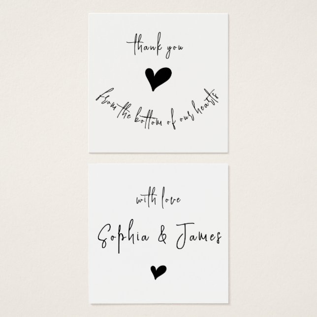 Simple Modern Thank you Hearts Couple Card (Front & Back)