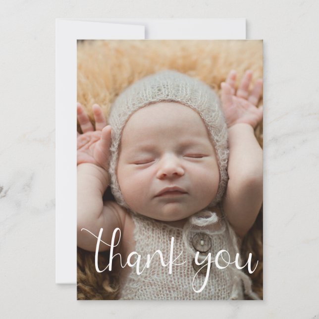 Simple Modern Thank You Photo Birth Announcement (Front)