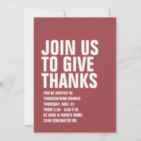 Simple modern Thanksgiving invitation