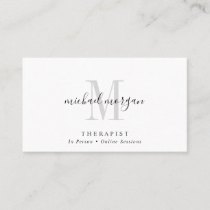 Simple Modern Therapist Script Monogram Business Card