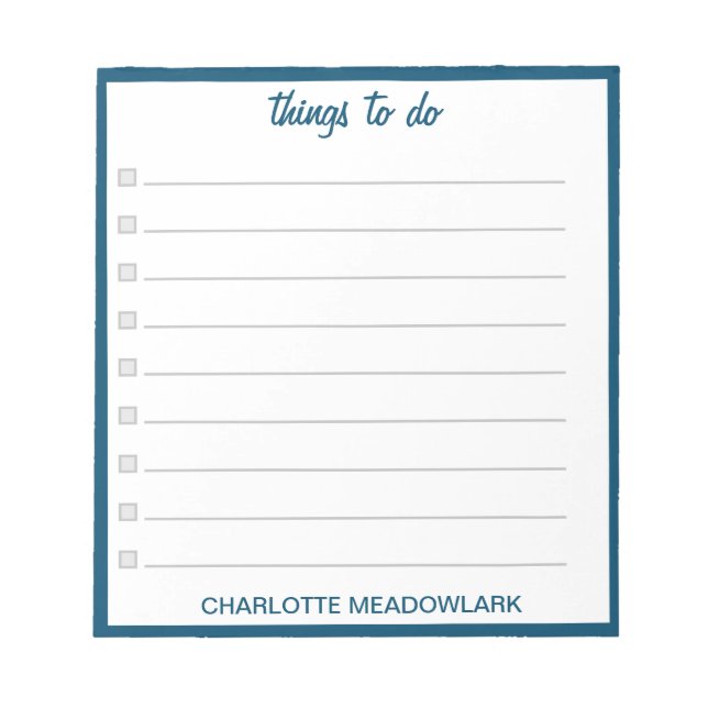 Simple Modern Things to Do Personalised Checklist Notepad (Front)