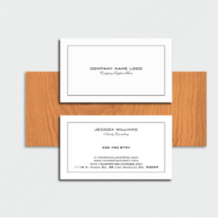 Simple Modern Tin Black Border On White Business Card