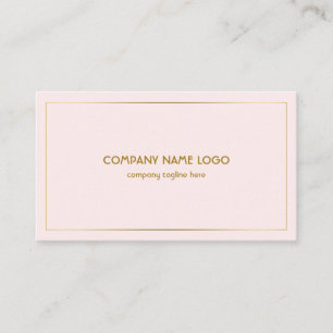 Simple Modern Tin Gold Border On Light Pink Business Card