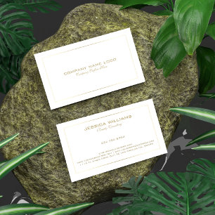 Simple Modern Tin Gold Border On White Business Card