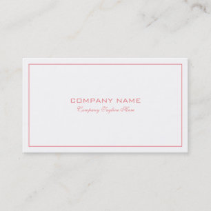 Simple Modern Tin Pink Border On White Business Card