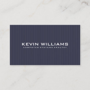 Simple Modern Tin White & Blue Grey Stripes Business Card