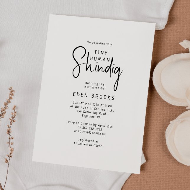 Simple Modern Tiny Human Shindig Baby Shower  Invitation (Creator Uploaded)
