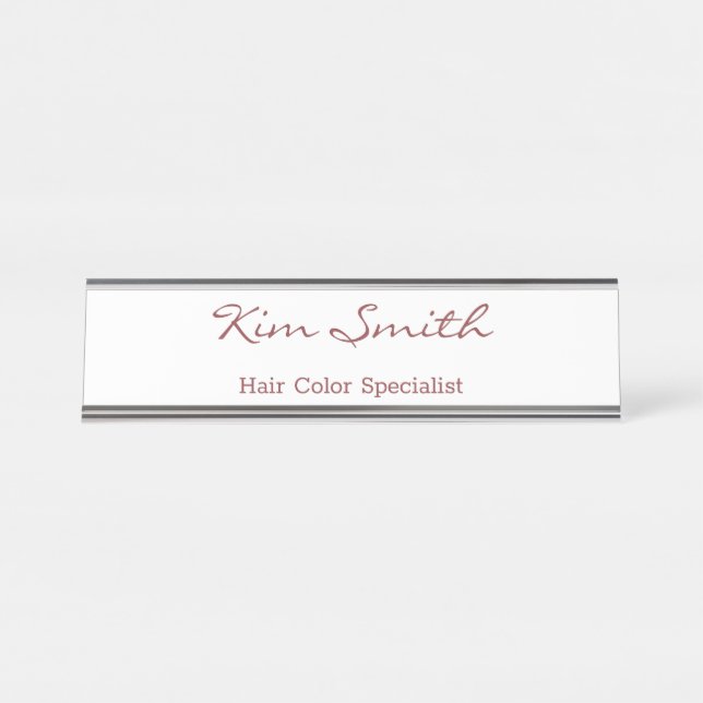 Simple Modern Topaz Name Profession Desk Name Plate (Front)