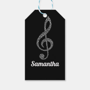 Simple Modern Treble Clef White Notes Illustrated Gift Tags