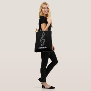 Simple Modern Treble Clef White Notes Illustrated  Tote Bag