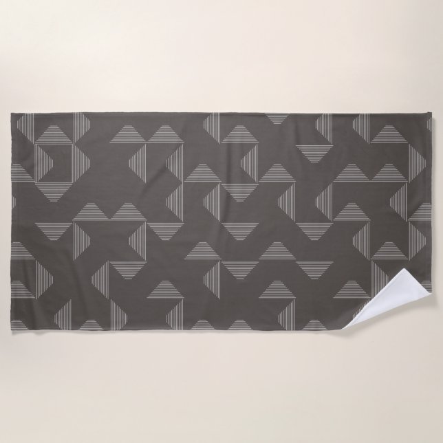 Simple, modern, trendy geometric graphic pattern beach towel (Front)