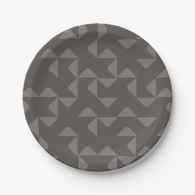 Simple, modern, trendy geometric graphic pattern paper plate (Front)