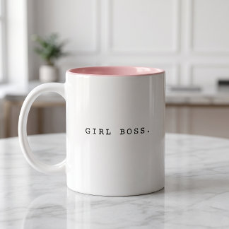 Simple Modern Trendy Girl Boss Typography Two-Tone Coffee Mug
