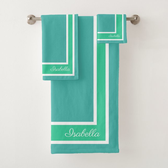 Simple Modern Turquoise Bath Towel Set (Insitu)