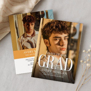 Simple Modern Two Photo Graduation  Invitation