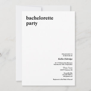 Simple Modern Type Bachelorette Party Invitation