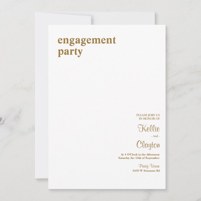 Simple Modern Type Engagement Party Invitation (Front)