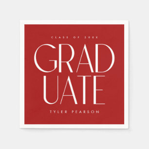 Simple Modern Type Red Graduation Party Napkin