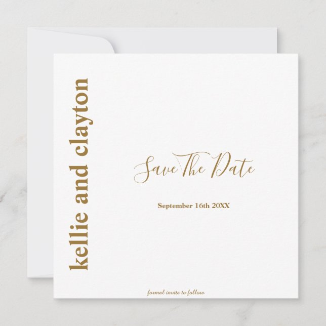Simple Modern Type Wedding Save The Date (Front)