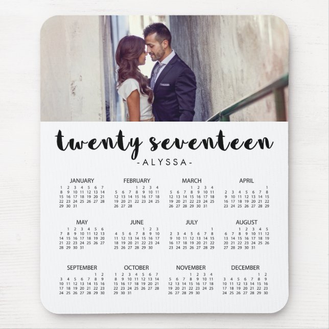 Simple Modern Typography 2017 Photo Calendar Mouse Mat (Front)