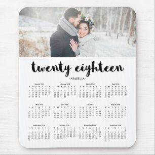 Simple Modern Typography 2018 Photo Calendar Mouse Mat