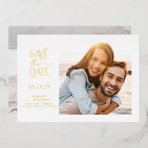 Simple Modern Typography 2 Photo Save the Date Foi