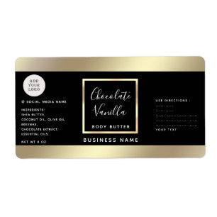 Simple modern typography black gold cosmetics logo