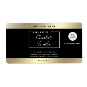 Simple modern typography black gold cosmetics logo