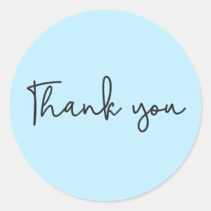 Simple Modern Typography Blue Thank you Baby Boy Classic Round Sticker