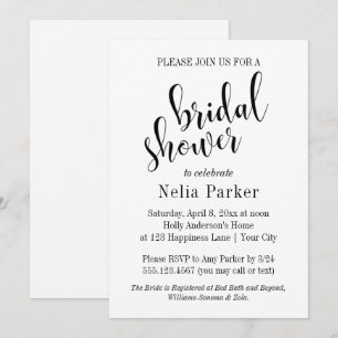 Simple Modern Typography Bridal Shower 1 Invitation