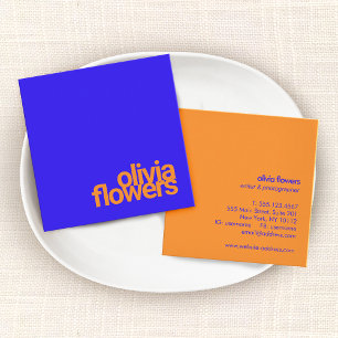 Simple Modern Typography Cobalt Blue Square Business Card