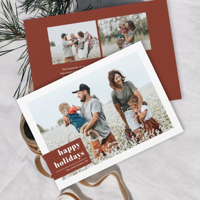 Simple Modern Typography Colour Block Photo  Holiday Card (A modern color block typographic photo christmas holiday card.)