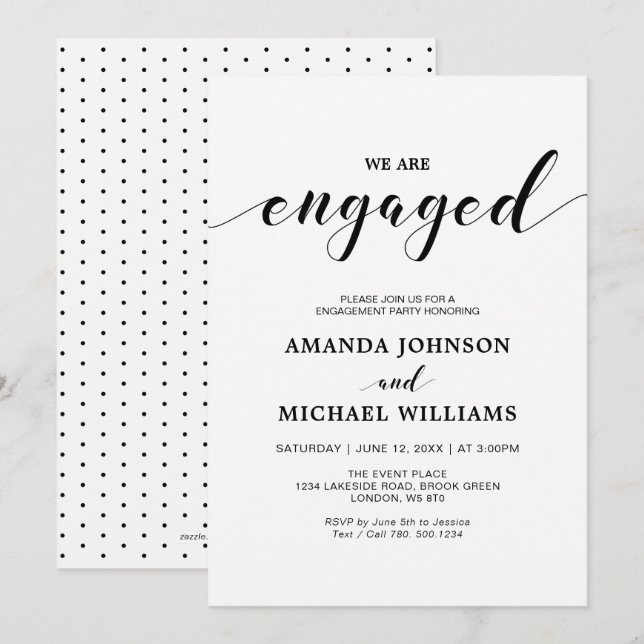 Simple Modern Typography Engagement Party Invitation (Front/Back)