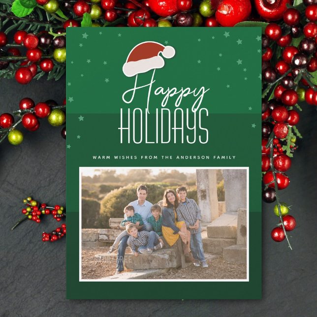 Simple Modern Typography Family Photo Christmas Holiday Card (Creator Uploaded)