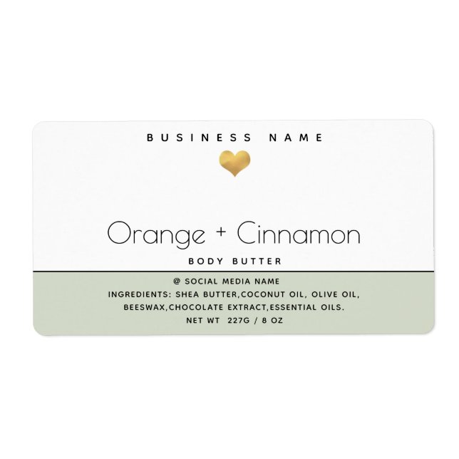 Simple modern  typography gold heart Body butter   (Front)