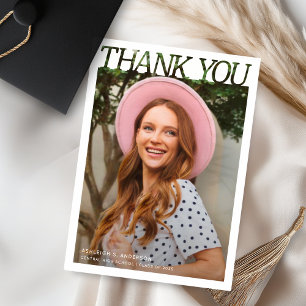 Simple Modern Typography Graduate Photo Thank You Card