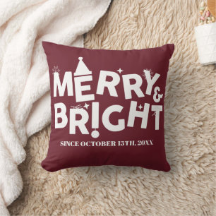 Simple Modern Typography Happy Christmas Party Cushion