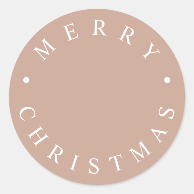 Simple Modern Typography Merry Christmas Beige Classic Round Sticker (Front)