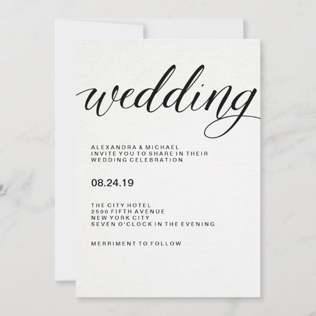 Simple Modern Typography on Watercolor Paper Invitation (Front)