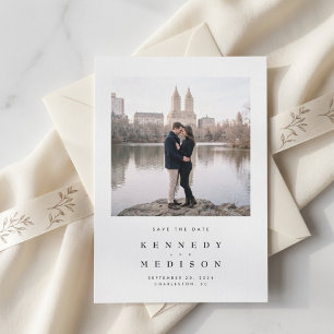 Simple Modern Typography One Photo Budget Wedding Save The Date