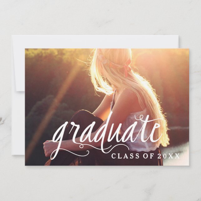 Simple Modern Typography Photo Graduation Party Invitation (Front)