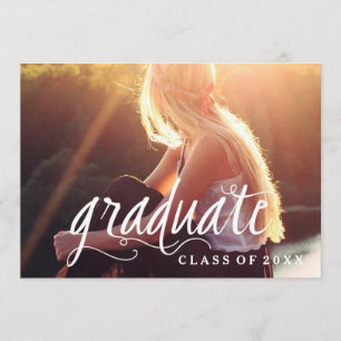 Simple Modern Typography Photo Graduation Party Invitation