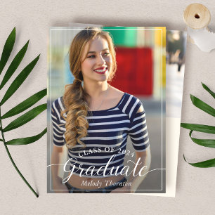 Simple Modern Typography Photo Graduation Party Invitation