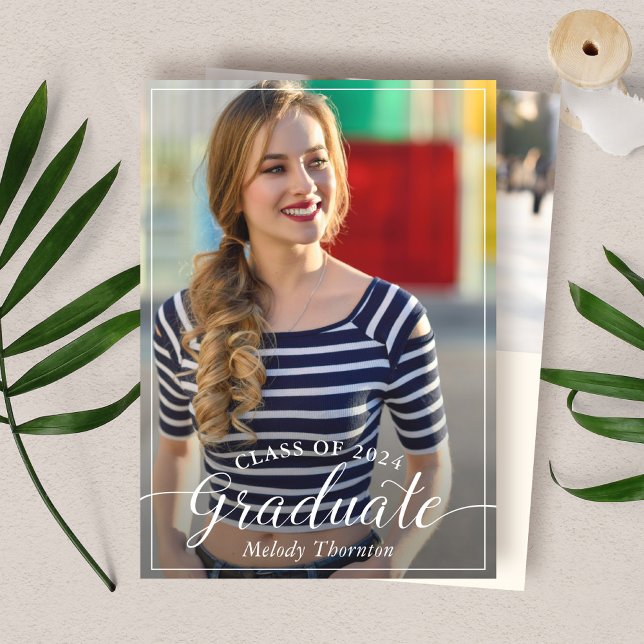 Simple Modern Typography Photo Graduation Party Invitation (Creator Uploaded)