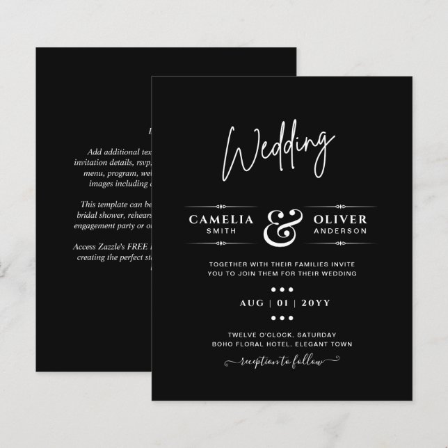 Simple Modern Typography Themed Colorways Wedding (Front/Back)