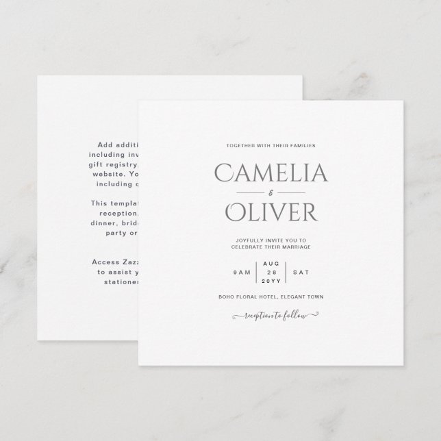 Simple Modern Typography Themed Colorways Wedding Invitation (Front/Back)