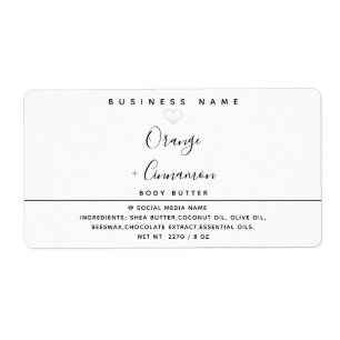 Simple modern  typography white heart Body butter